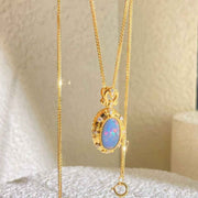 Natural Australia Black Opal Necklace D1.00ct d0.07ct, 18K